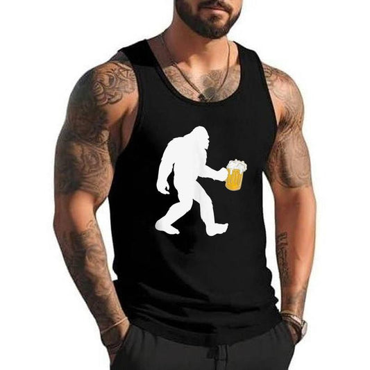 Bigfoot Holding Beer Mug Unisex Tank Top, Cotton, Size S-3XL
