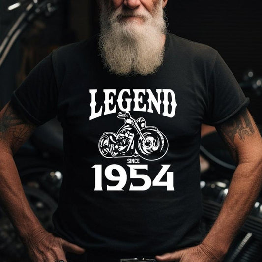 Biker Legend Since 1954 T-shirt - Mens 70th Birthday Funny Customisable Biker Motorbike Motorcycle Great Grandad Christmas Gift Top  made in usa