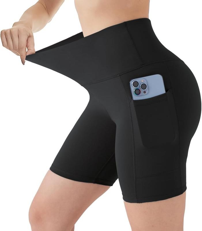 Biker Shorts for Women High Waist Yoga Shorts 6" Inseam Tummy Control Gym Shorts Workout Short with Pockets Running Jorts Outfit Women