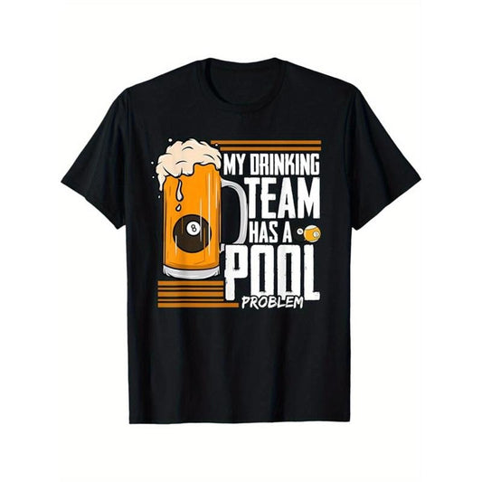Billiards Print Men's Cotton T-shirt, Graphic Tee Men's Outdoor Clothes, Men's Clothing, Casual Short Sleeve Crew Neck T-shirt, Tops For Men, Gift For Men made in usastyle{n002}6