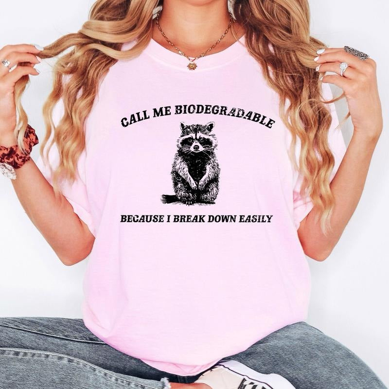 Biodegradable, Mental Health, Meme, Aesthetic, Funny, Comfort Colors Tshirt, Women's Crew Neck, Crewneck