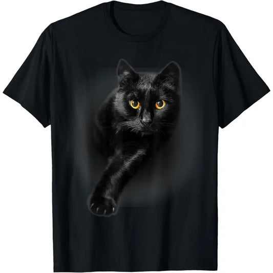 Black Cat Yellow Eyes T-Shirt Cats Tee Shirt Gifts T-Shirt made in usa