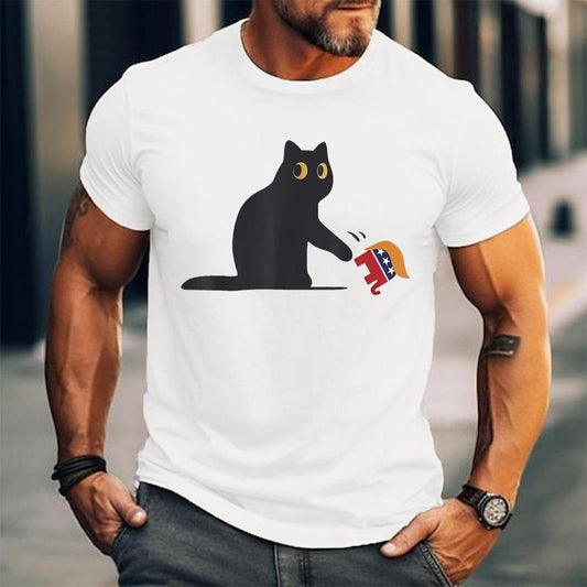 Black Cat vs Elephant Anti-Trump 2025 Unisex T-Shirt, Cotton 100%, Top Trending Fashion