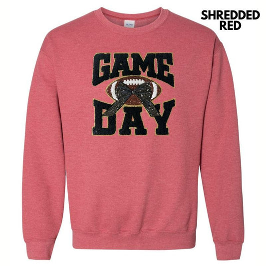 Black Football Game Day Bow Patch Sweatshirt