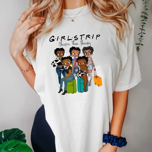Black Girls Trip B.Etty Bo.Op T Shirt, Girls Trip Cheaper Than Therapy Black Women T Shirt, Black Pride Tee, Black History Month Gift For Her, Unisex T-Shirt, Gifts For Him Her, Short Sleeve Tee Shirt, Gifts For Birthday Fathers Day Christmas