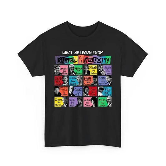 Black History Month Tshirt, What We Learn from Black History, Black Lives Matter Shirt, Gift for Women for Men, Unisex Casual Cotton