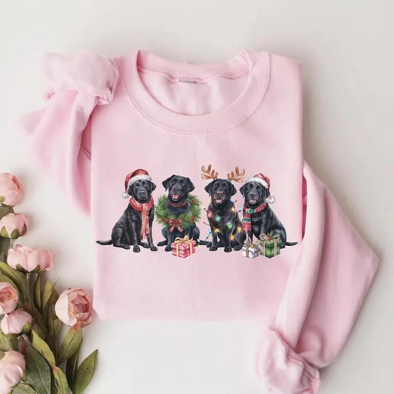 Black Labrador Sweatshirt, Xmas Dog Shirt, Christmas Dog Sweatshirt, Dog Mom Shirt, Dog Lover Gift, Funny Holiday Shirt, For Men, For Women