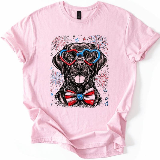 Black Labrador, Lab Patriotic Dog, USA, America, Pet Lover, 4th of July, Soft Style T-Shirt, Soft Style Tee, Women's Graphic Tshirt