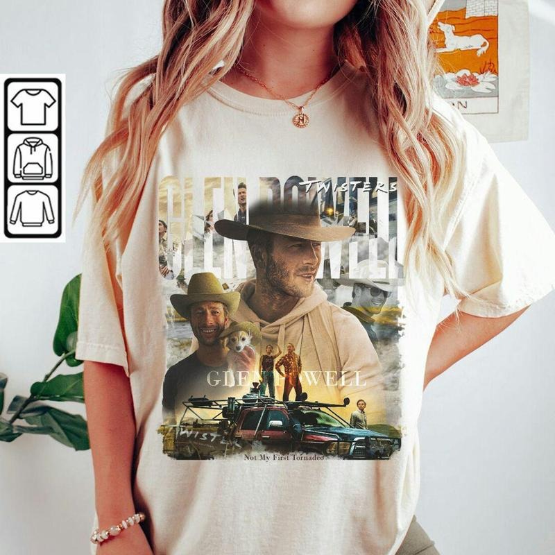 Blackstyle Glen Powell Shirt, Twisters With Glen Powell Retro Movie Poster Vintage Unisex Shirt, TP
