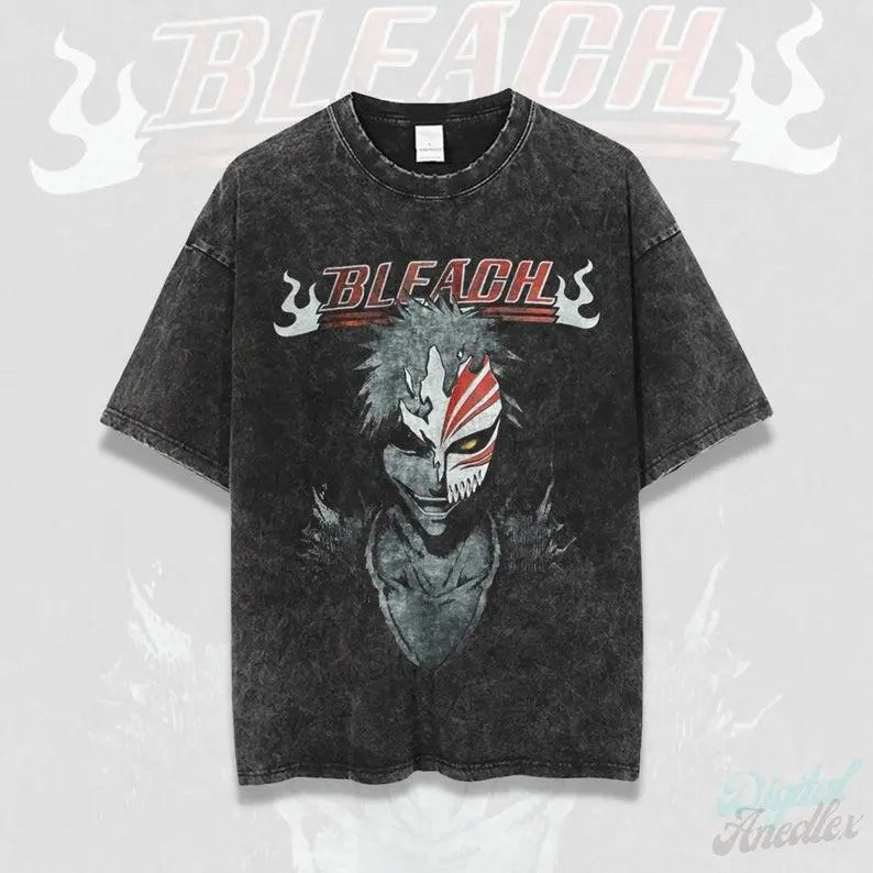 Bleach Anime Shirt, Anime Shirt, Manga Shirt, Gift for him, Anime Washed T-shirt Cotton Menswear