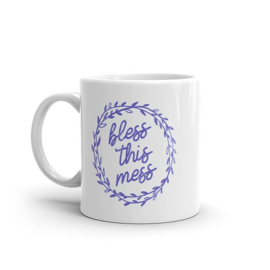 Bless This Mess Mug Funny Sarcastic Messy House Graphic Novelty Coffee Cup-11oz Funny Coffee Mugs Ceramic Printed Drinkware Cup