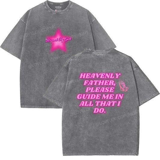 Blessed By God Unisex Washed T-Shirt, Christian t shirts, Vintage 90s Graphic Tee, Gift Top Womenswear Cotton