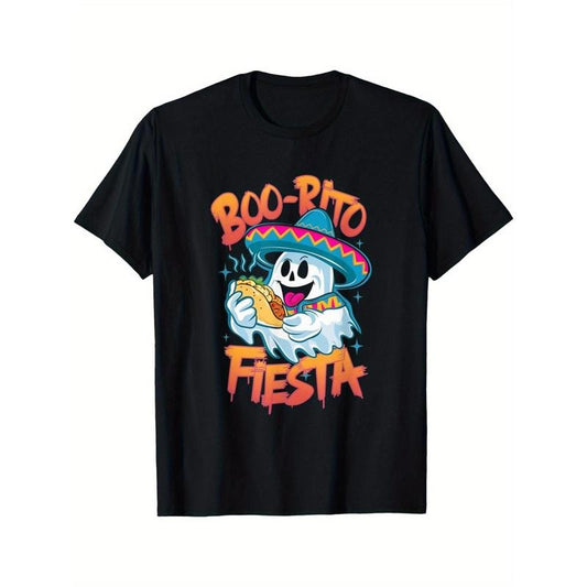 Blitto Carnival Cute Mexican ghost wearing a Blitto and sombrero T-shirt Made in USA