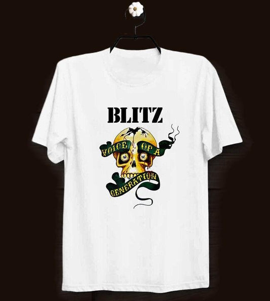 Blitz Printed Skull Retro Punk Rock Vintage Ideal Gift Unisex Cool T Shirt Menswear Top