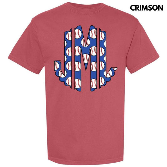 Blue Baseball Monogram Comfort Colors T-Shirt 'NLB'