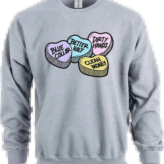 Blue Collar Better Half Valentines Day - Classic Unisex Crewneck Baggy Fit Comfort Soft