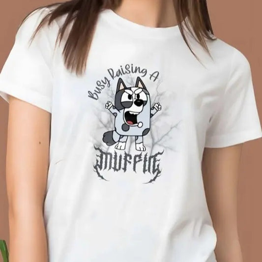 Blue Dog Kids Shirt, Busy Raising A Blue Dog Tee, Personalized Great Mama Tshirt, Blue Dog Muffin Tee, Mother's Day Gift, Unisex T-Shirt, Gifts For Him Her, Short Sleeve Tee Shirt, Gifts For Birthday Fathers Day Christmas Anniversary Thanksgiving