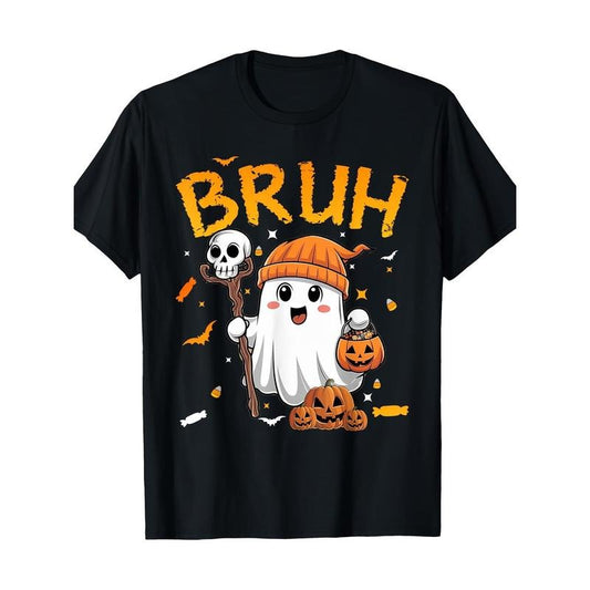 Blue Ghost Halloween Cute Ghost Candy Fun Halloween T-shirt -100% cotton Made in USA