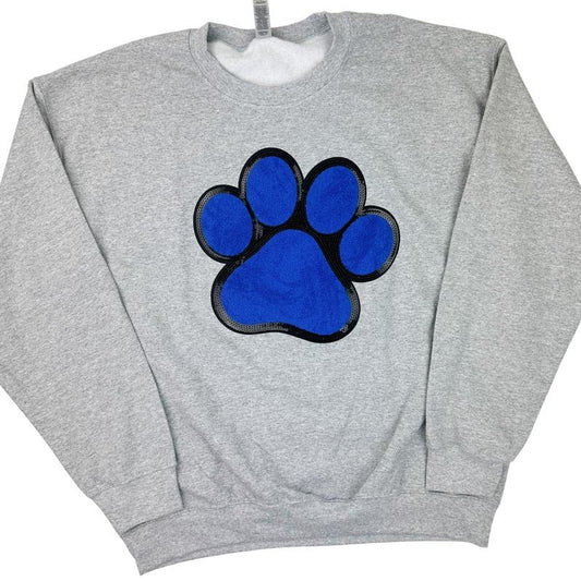 Blue Paw Chenille Patch Sweatshirt -- SPORT GREY
