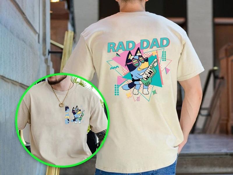 Bluey Bingo Family T-Shirt DRG, Bluey Bandit Rad Dad T-Shirt DRG, Bluey Dad Bluey Family T-Shirt Cool Dad Club Shirt Dad Birthday Gift