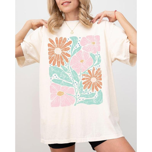 Bohemian, Gorgeous Abstract Flowers, Boho Floral Design, Summer Vibes, Gardening, Festival, Nature Shirt, Women's Comfort Color Tee, Tshirt