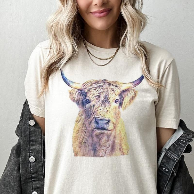 Boho Bull T-Shirt Turquoise Jewelry Tshirt South Western Tee  Bull Shirt  Bison T-Shirt Southwestern Cowgirl Tshirt Southern Boho Tee Cowboy Boho Shirt Western Boho T-Shirt Buffalo Bull Tee Sublimation Print Shirt Comfort Tops Womenswear Jeans Love Shorts