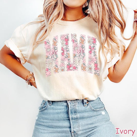 Boho Floral Mama Shirt, Mothers Day Gift Trendy Mom Spring Tee, Cute Gift for Mom