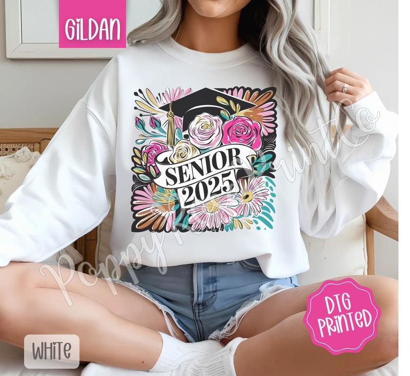 Boho Senior Sweatshirt, Cute Floral Sweater, Graduation Crewneck, Gift for Her