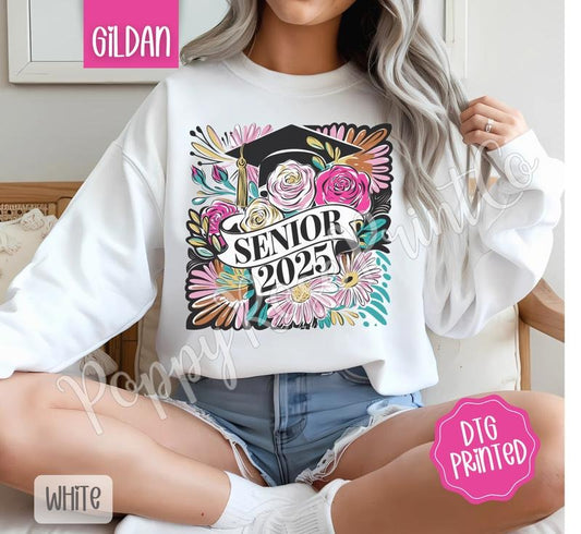 Boho Senior Sweatshirt, Cute Floral Sweater, Graduation Crewneck, Gift for Her