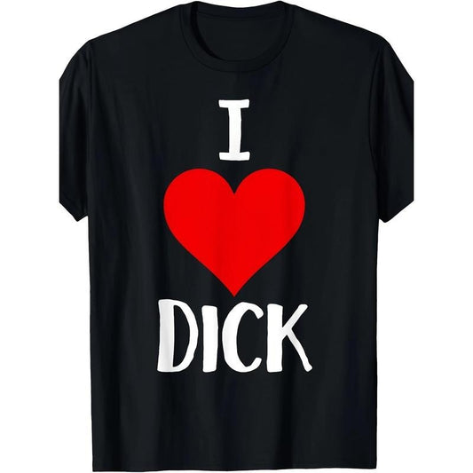 Boho Style Men'S Cotton T-Shirt - Crew Neck, Knit Fabric, Non-Stretch, All-Season, Regular Fit, Printed "I Love Dick" Design, 220g - Funny Gay Pride Gift Tee made in usa