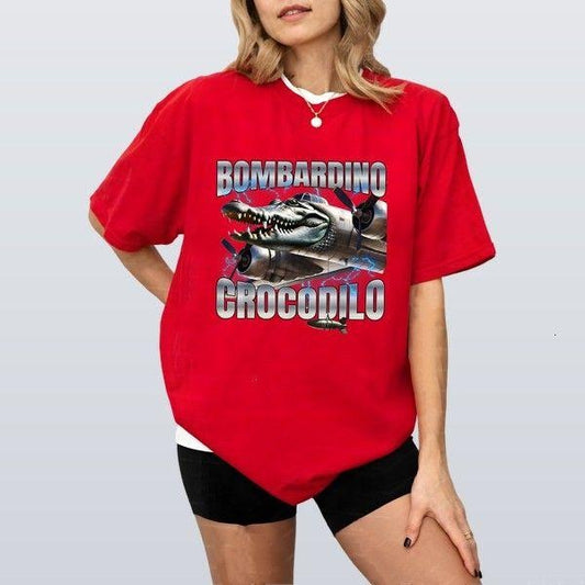 Bombardino Crocodilo T-shirt Machine Washable Graphic Design Cotton Gift For Her