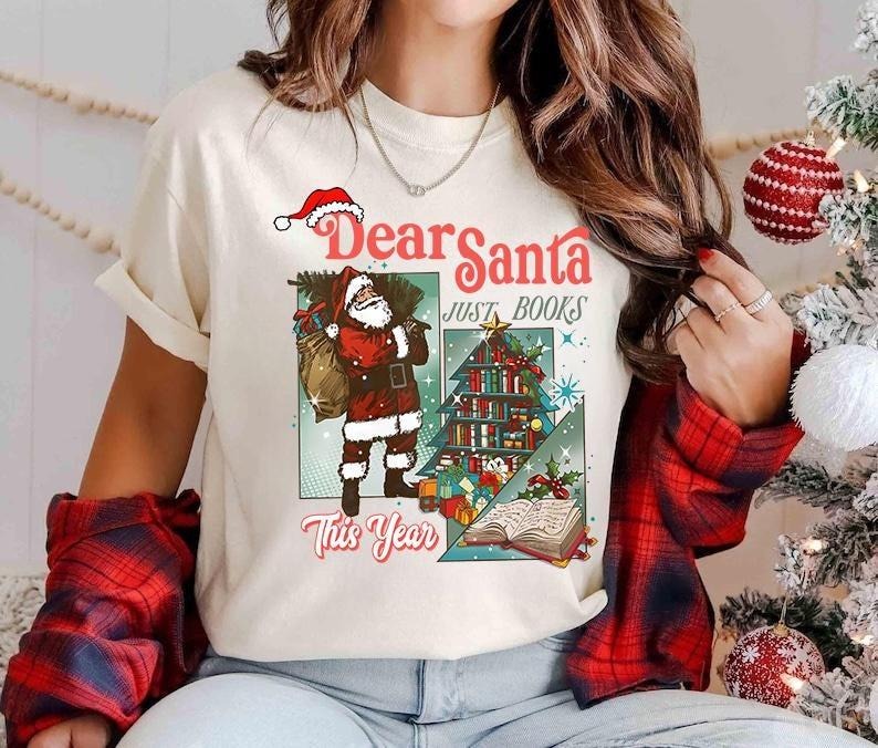 Bookish Christmas Sweatshirt, Holiday Book Lover Sweatshirt, Santa Reader Holiday Hoodie, Gift For Book Lover, Vintage Santa  T-shirt, sweater and Hoodie