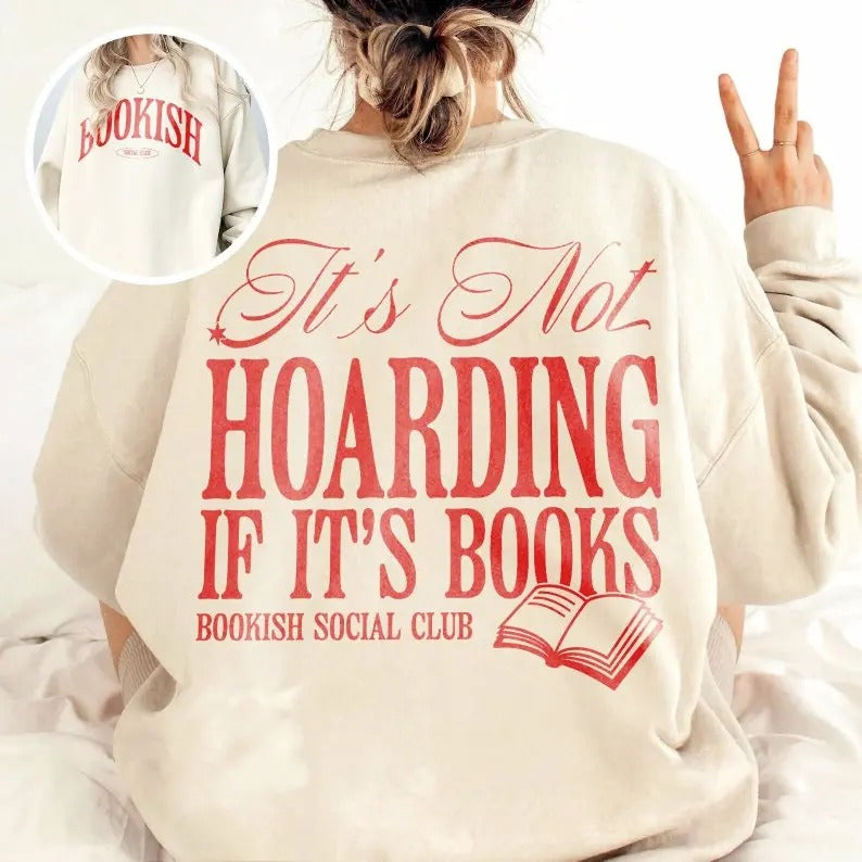 Bookish Sweatshirt, Book Lover T-shirt, Retro Reader Crewneck Born To Read Bookish Quote Gift Comfort Cotton Fabric Fit Top Womenswear Hoodie Polyester