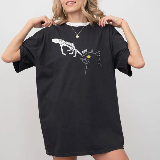 Boop Cat, Skeleton, Ghost, Witch, Skull, Spooky, Aesthetic, Meme, Halloween, Costume, Tshirt, Women's, Comfort Colors Tee, Spooky, Tshirt, Witch, Pumpkin, Ghost, Skeleton