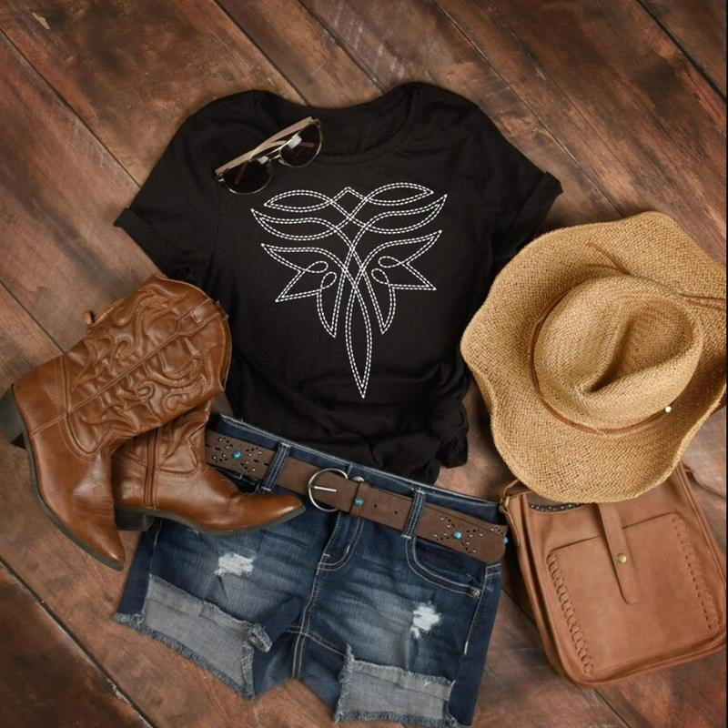 Boot Stitch  Western  Cowgirl  Graphic T-shirt, western sweatshirts and Hoodie, western outfits women, western tops