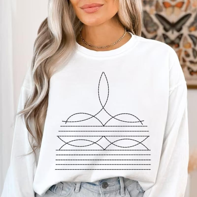Boot stitch Sweatshirt Cute Western Rodeo Shirt Gift For Cowgirl, Country Music Outfits, western sweatshirts, western outfits women