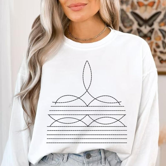 Boot stitch Sweatshirt Cute Western Rodeo Shirt Gift For Cowgirl, Country Music Outfits, western sweatshirts, western outfits women