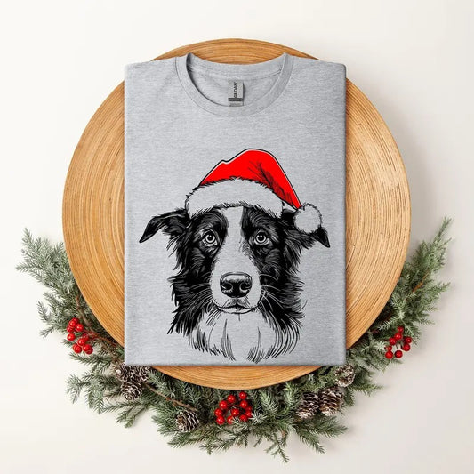 Border Collie, Santa, Dog, Christmas, Dog Lover, Pet T-Shirt, Soft Style Tee, Women's Graphic Tshirt