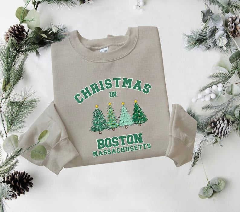 Boston Christmas Sweatshirt, Massachusetts Sweater, State Shirt, Personalized City Name Shirt, Christmas Trip Sweatshirt, Christmas  T-shirt, sweater and Hoodie