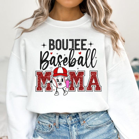 Boujee Baseball Mama Sweater, Baseball Season Sweater, Glitter Baseball Shirt, Mother's Day Sweater Gift, Mother's Day Shirt, Unisex Sweatshirt, Gifts For Mother Mommy From Son Daughter, Long Sleeve Crewneck Tee, Mom Gifts Sweater, Gifts For Birthday