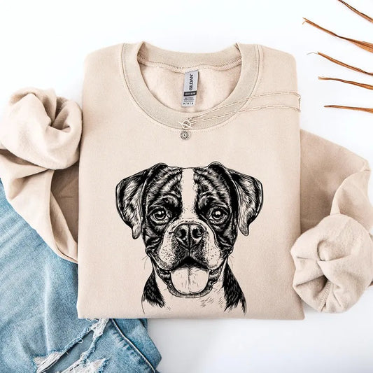Boxer, Dog Lover Apparel, Pet, Dog Breed, Cute Sweatshirt, Crew Neck, Women's, Crewneckstyle{n002}2