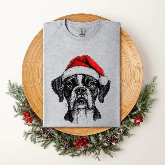 Boxer, Santa, Dog, Christmas, Dog Lover, Pet T-Shirt, Soft Style Tee, Women's Graphic Tshirt