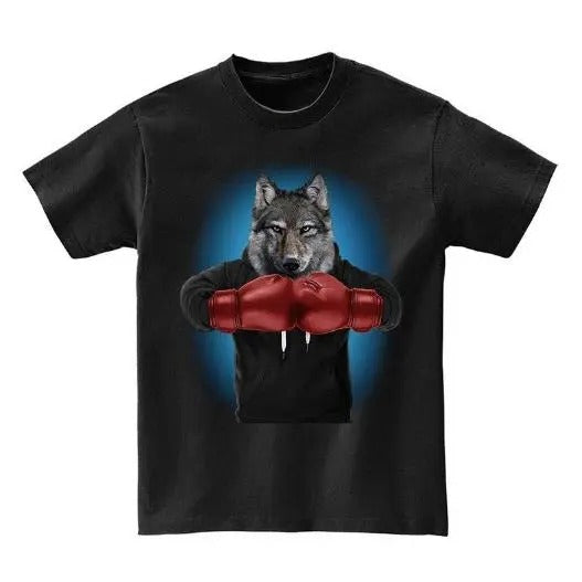 Boxing Wolf, Martial Arts Fighter Warrior - Short Sleeve Unisex, Men Made in USA
