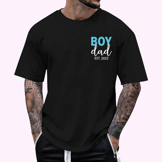 Boy Dad Est 2025 Newborn Daddy Father Baby Boy Son Dad To Be T-Shirt | Unisex Cotton Tee, Top Menswear