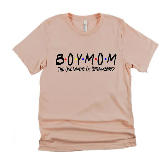 Boy Mom The One Where I'm Outnumbered Shirt, Mom Of Boys Shirt, Gift For Mom, Mother T Shirt, Unisex T-Shirt, Gifts For Mom Mommy From Kids Children, Short Sleeve Tee Shirt, Gifts Ideas For Mommy, Gifts For Birthday