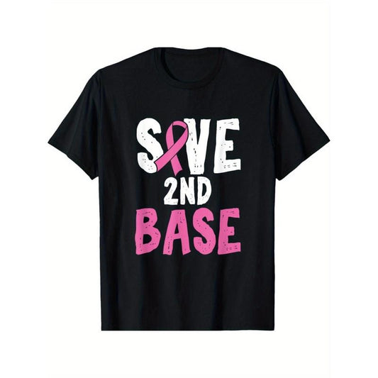 Breast Cancer Awareness Month Saves Second Base T-Shirt Made in USA