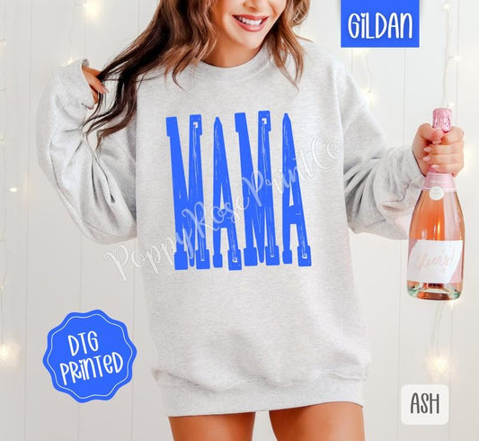 Bright Blue Mama Sweatshirt, Cute Mom Sweater, Trendy Crewneck, Mother's Day, Gift for Her