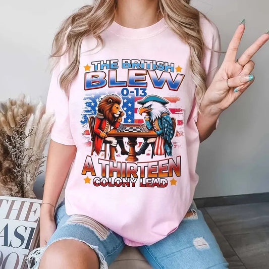 British Blew A 13 Colony Lead Shirt, American Patriot Baseball Tshirt, July 4th Shirt, Sarcastic Patriot Tee, Gameday Shirt, Unisex T-Shirt, Gifts For Men Women, Short Sleeve Tee Shirt, Gifts For Birthday Fathers Day Christmas