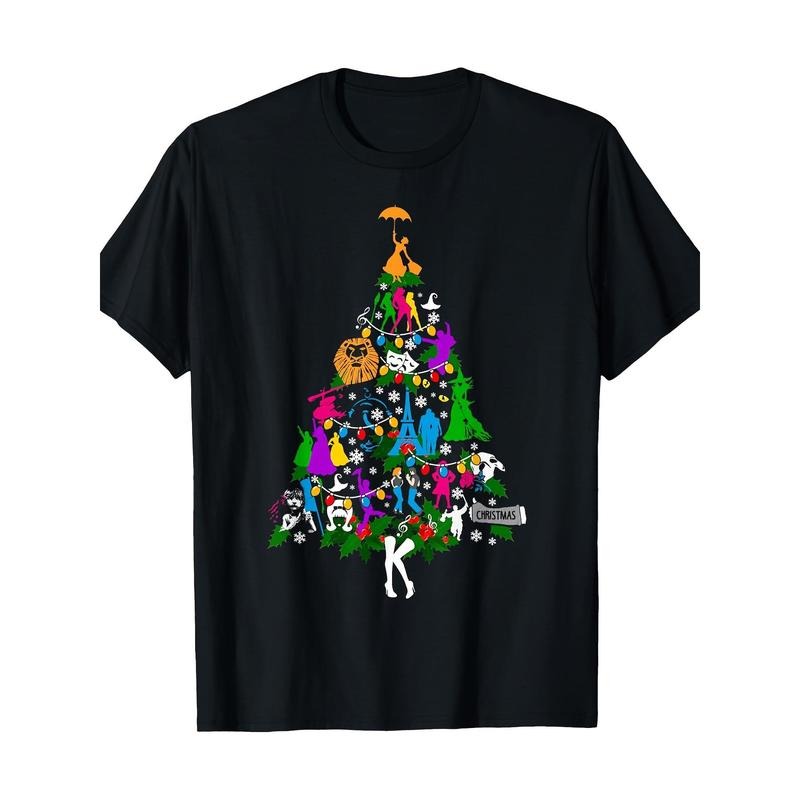 Broadway Musical Theater Christmas Tree T-Shirt-220g 100% Cotton made in usa