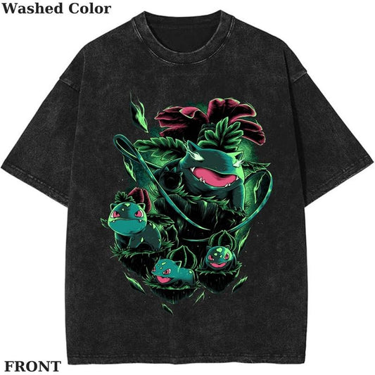 Bulbasaur Kingdom Pokemon Graphic T-Shirt, Pokemon T-Shirt, PKM Shirt, Anime Funny Shirt, Vintage Tee Streetwear Shortsleeve Printed Womenswear Top